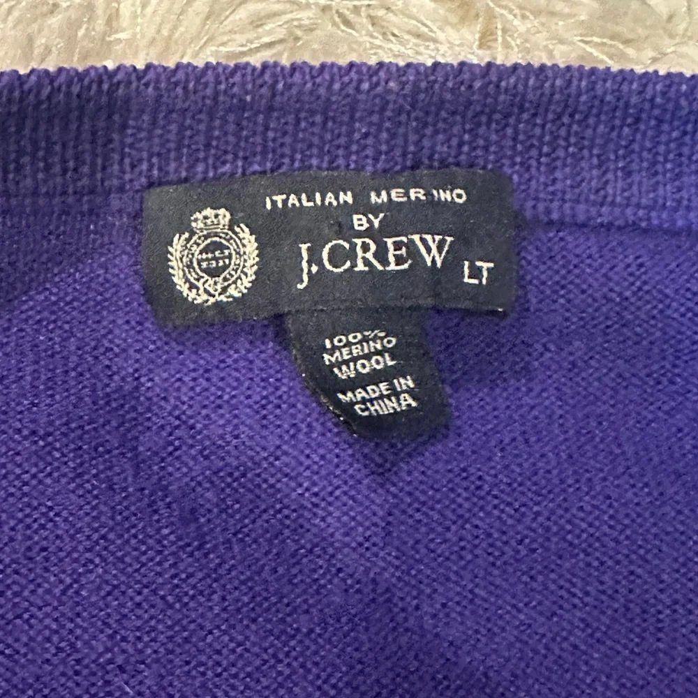 J. Crew Men's 100% Merino Wool Purple Crewneck Sweater - Large Tall
